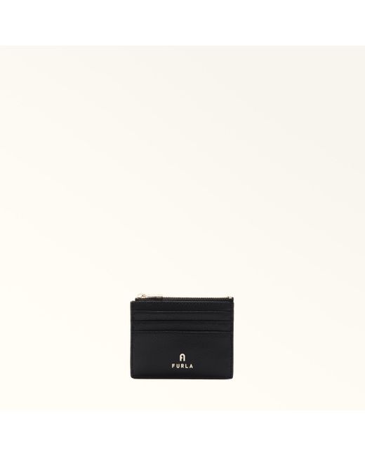 Furla Black Camelia Kartenetui Nero Strukturiertes Leder Damen