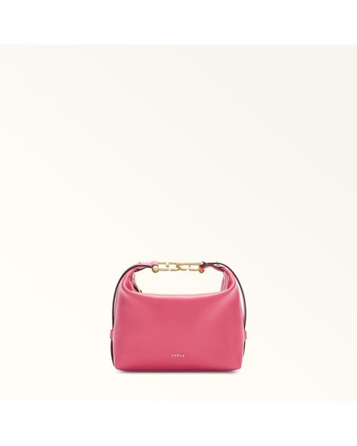 Furla Pink Tonie Shoulder Bag Velvet Ares Soft Textured Leather