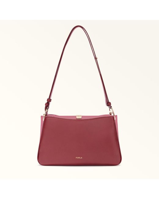 Furla Red Agata Crossbody Rubino Colorblock Varenne Calf Leather