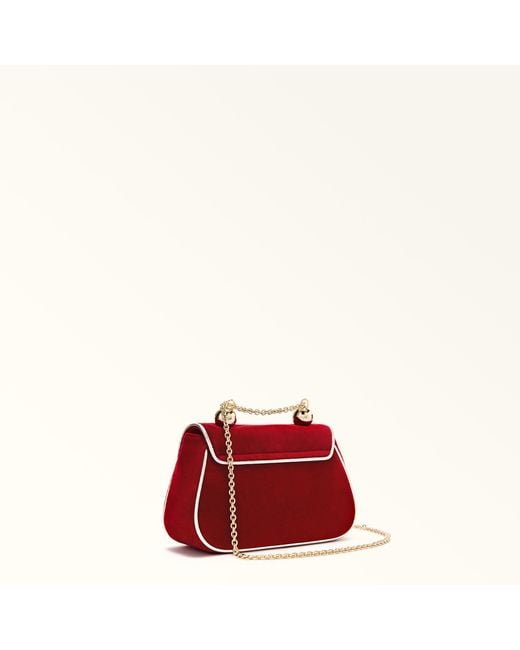 Furla Red Heather Mini Bag Toni Lacca Velvet + Piping Metal