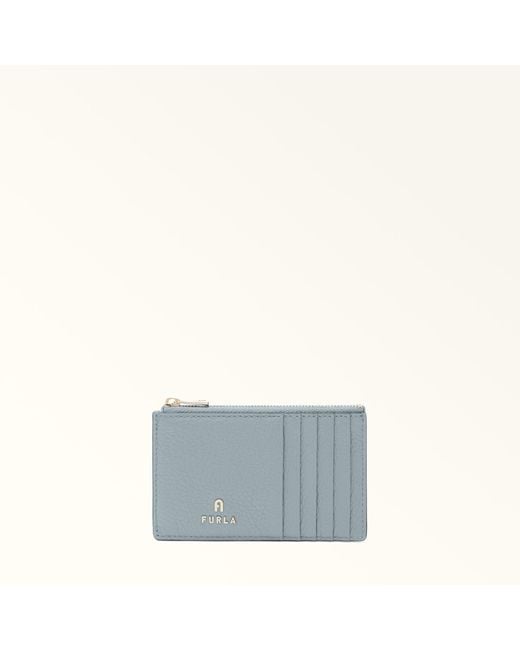 Furla Gray Camelia Card Case Nuvola Grained Calf Leather