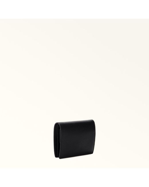 Furla Black Camelia Compact Wallet Nero Textured Leather