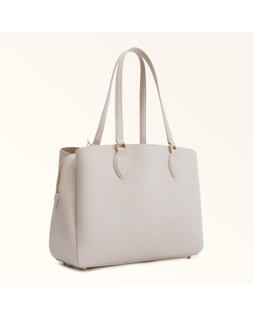 Furla Gray Minerva Tote Perla E Andromeda Calf Leather