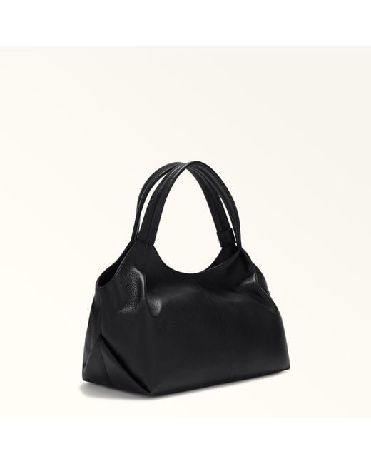 Furla Black Planeta Shoulder Bag Nero Keria Grained Calf Leather