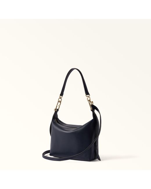 Furla Blue Tonie Shoulder Bag Mediterraneo Ares Soft Textured Leather