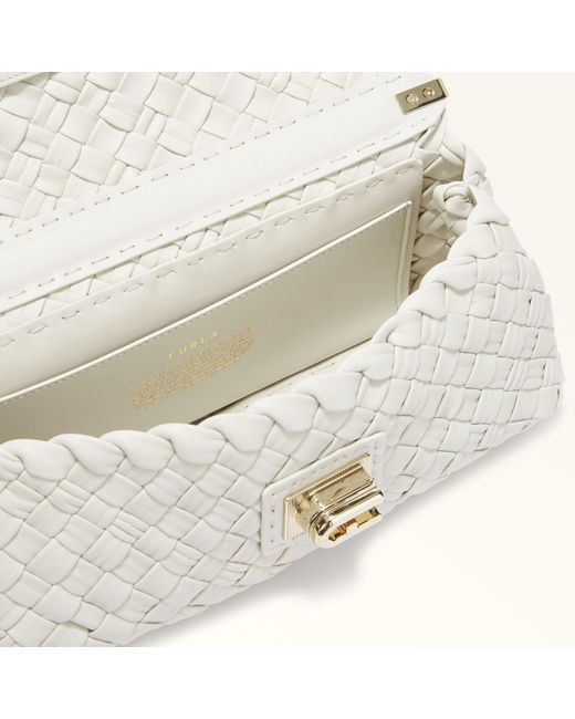 Furla White Gerla Shoulder Bag Marshmallow Braided Nappa Leather