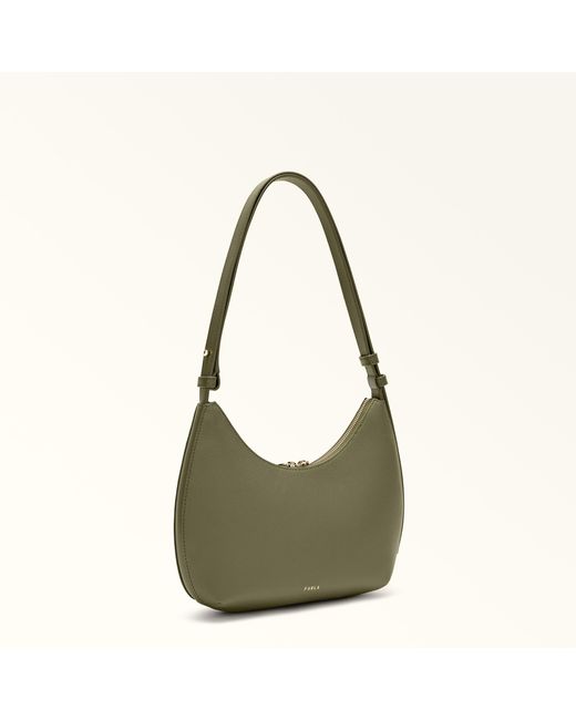 Furla Green Goccia Shoulder Bag Avocado Night Calf Leather + Sidney Calf Leather