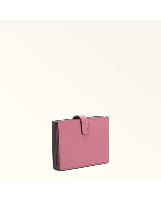Furla Pink Sfera Card Case Blush Soft Calf Leather