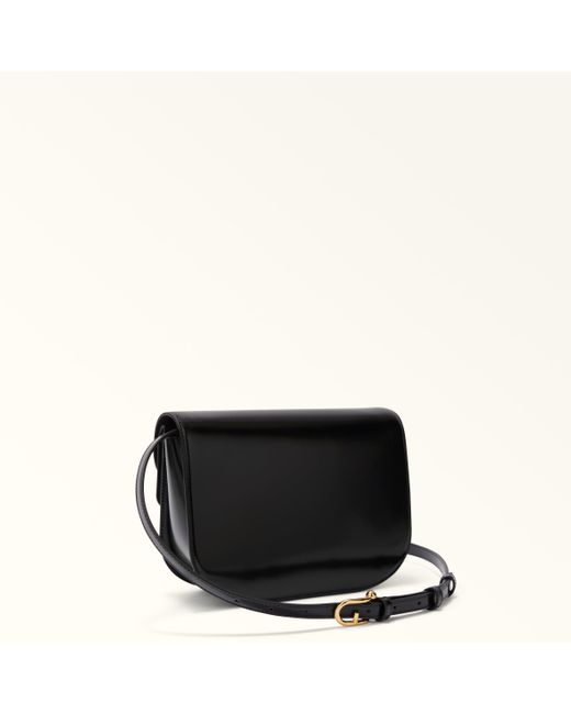 Furla Black Sfera Umhängetasche Nero Gebürstetes Kalbsleder + Wildleder Damen