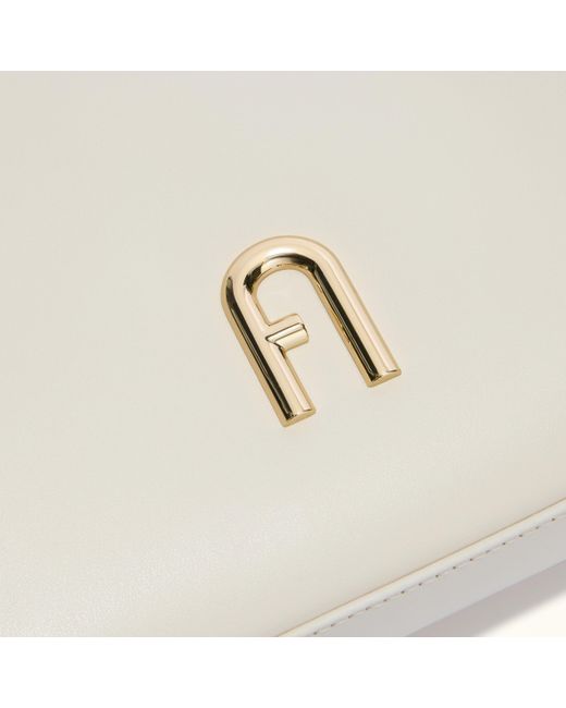 Furla White Diamante Shoulder Bag Panna Soft Calf Leather