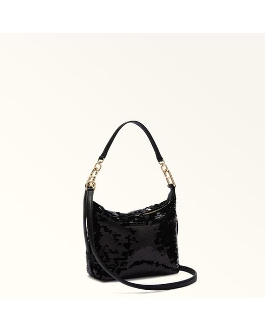 Furla Black Tonie Mini Bag Nero Paillettes Fabric