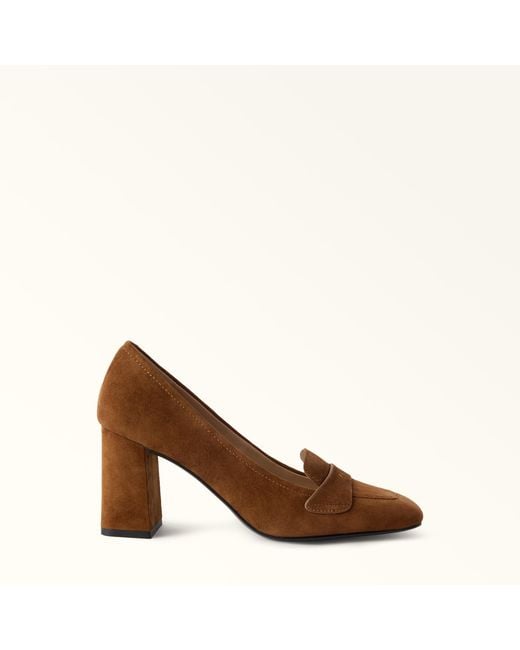 Furla Brown Solid Pump Cognac H Suede