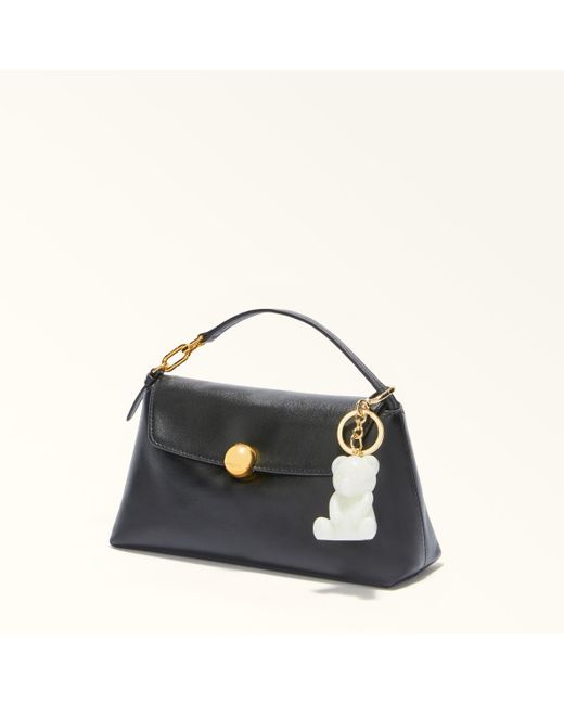 Furla White Allegra Schlüsselanhänger Marshmallow Glänzendes Plexiglas Damen