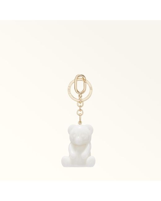 Furla White Allegra Schlüsselanhänger Marshmallow Glänzendes Plexiglas Damen