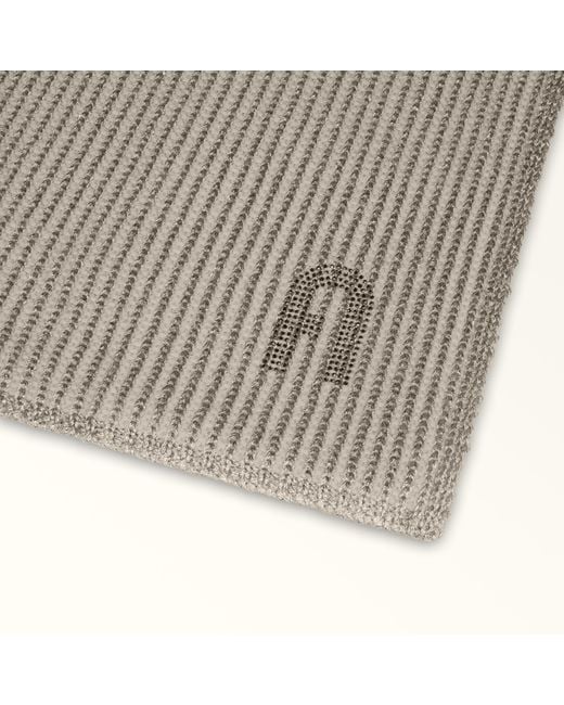 Furla Gray Delizia Scarf Vaniglia Lurex Wool Blend + Strass