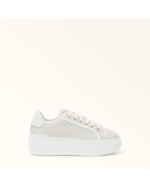 Furla White Nuage Sneakers Marshmallow Mat Calf Leather + Calf Leather + Synthetic Fabric
