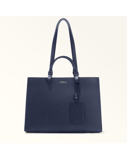 Furla Blue Deva Tote Mediterraneo Andromeda Calf Leather