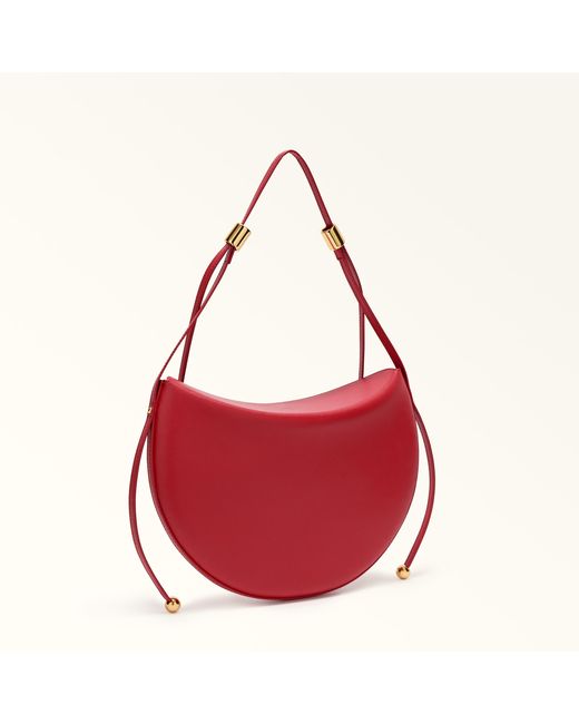 Furla Red Moonstone Shoulder Bag M1 Sidney Calf Leather