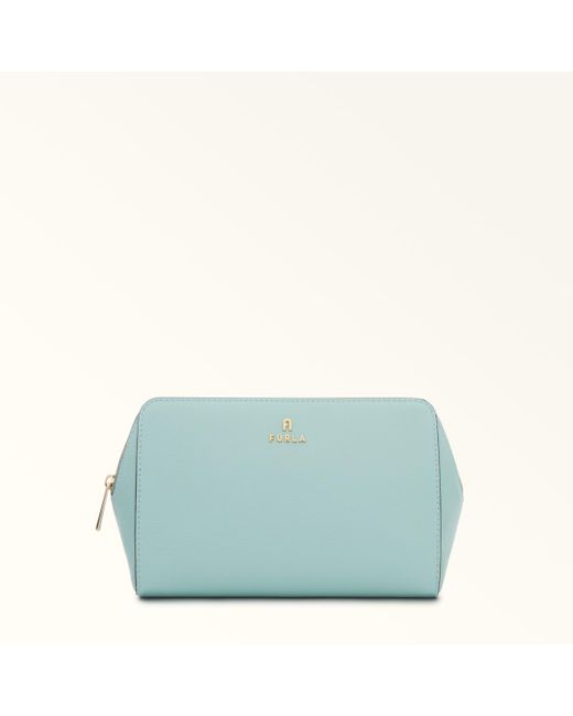 Furla Green Camelia Kosmetiktasche Acquamarina Strukturiertes Leder Damen