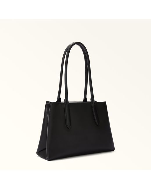 Furla Black Meridiana Tote Nero Napoli Double Calf Leather