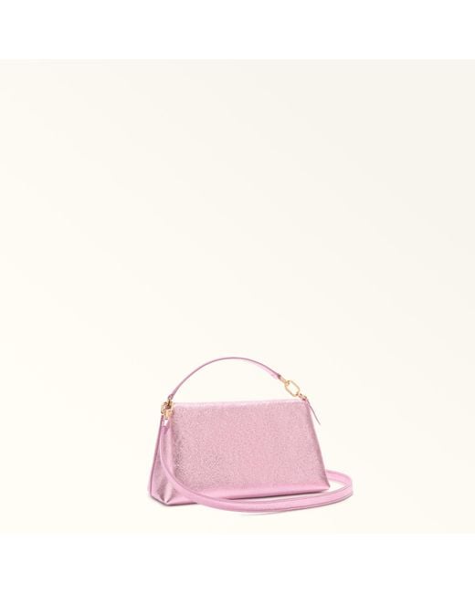 Furla Pink Sfera Soft Mini Bag Sakura Piuma Metal Calf Leather