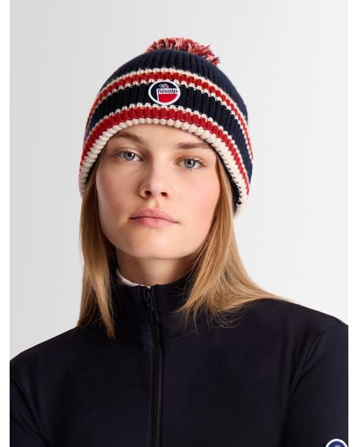 Fusalp Blue Pompon Beanie