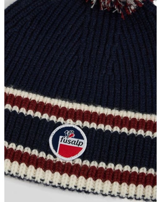 Fusalp Blue Pompon Beanie