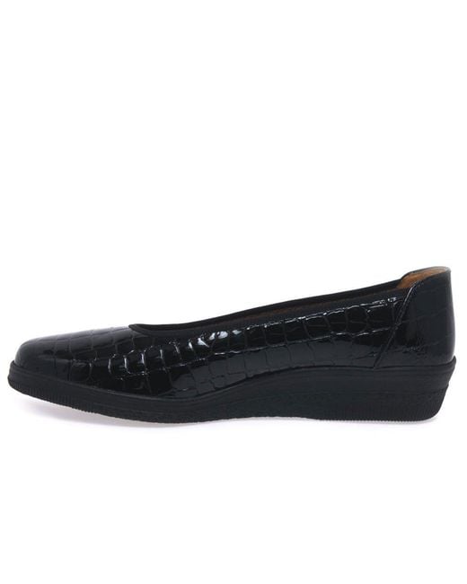 Gabor Blue Piquet Wide Fit Ballerina Pumps