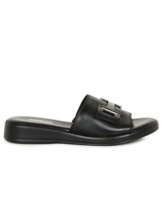 Gabor Black Oaty Mule Sandals