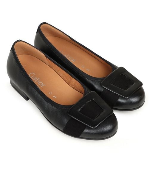 Gabor Black Paige Ballet Pumps