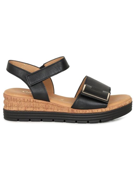 Gabor Black Shout Wedge Heel Sandals Lea (Uni)