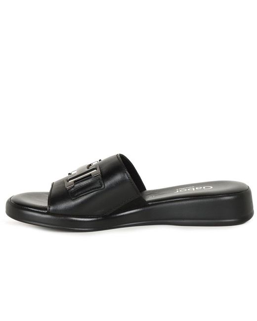 Gabor Black Oaty Mule Sandals
