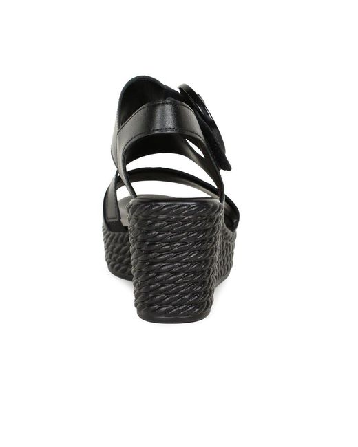 Gabor Black Drama Wedge Heel Sandals