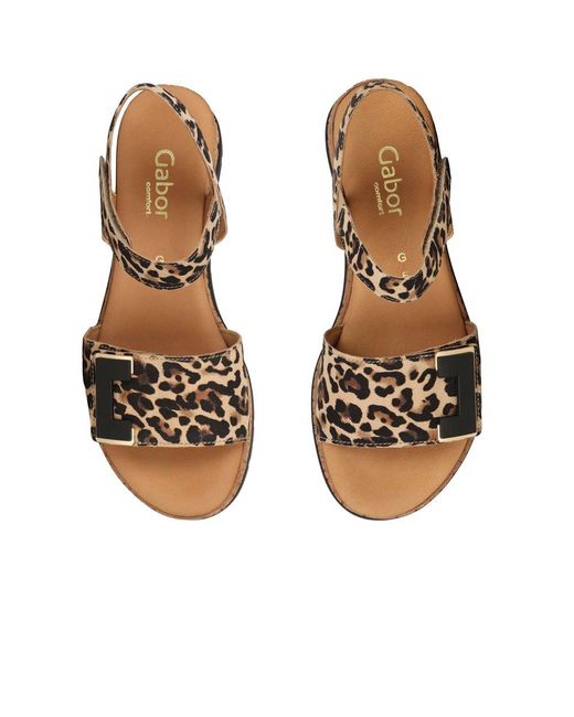Gabor Brown Shout Wedge Heel Sandals