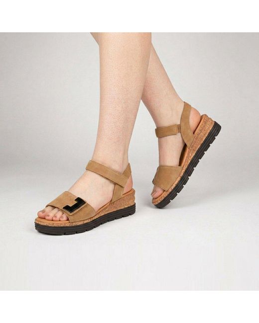 Gabor Brown Shout Wedge Heel Sandals