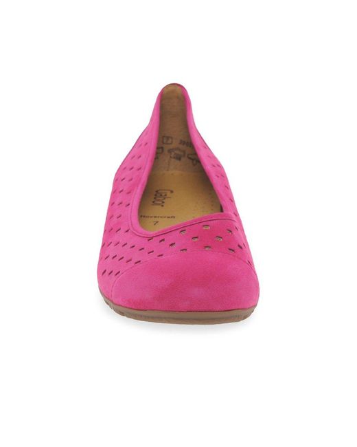 Gabor Pink Ruffle Punched Detail Casual Shoes