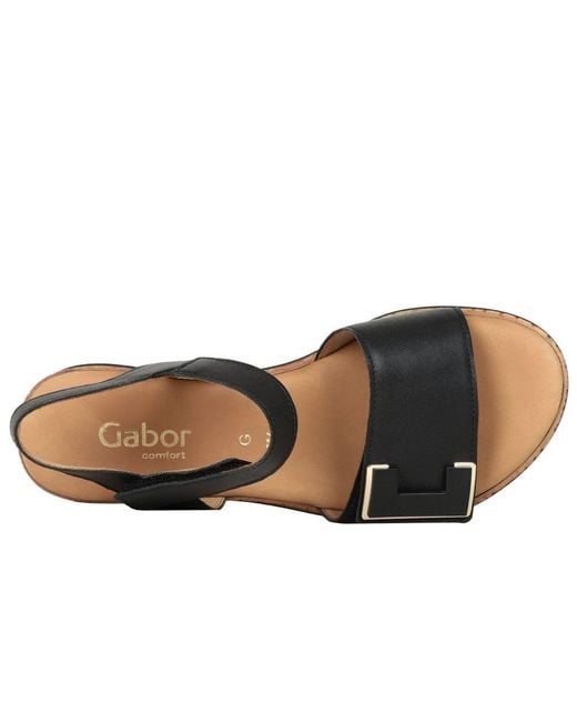 Gabor Black Shout Wedge Heel Sandals Lea (Uni)