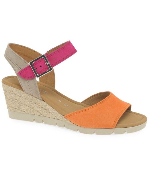 Gabor Pink Nieve Wedge Heel Sandals