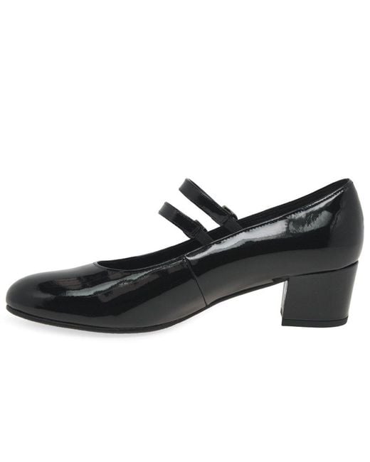 Gabor Black Belva Mary Jane Court Shoes Nappa Patent