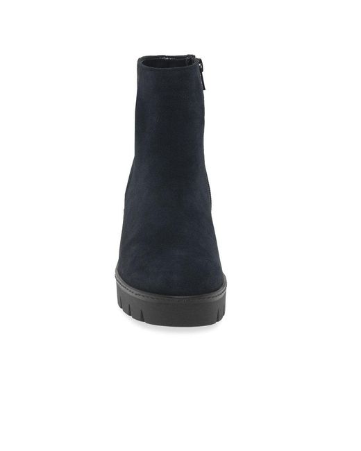 Gabor Blue Utopia Wedge Heel Ankle Boots