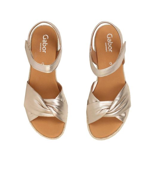 Gabor Metallic Moon Wedge Heel Sandals