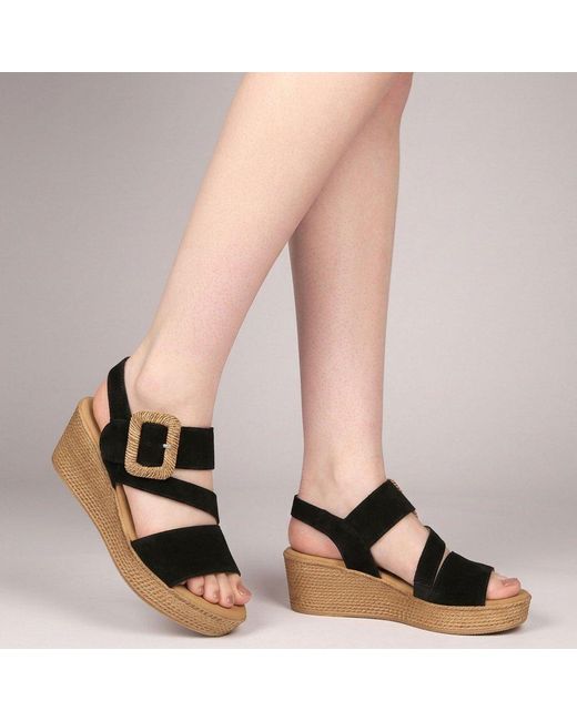Gabor Black Embrace Wedge Sandal