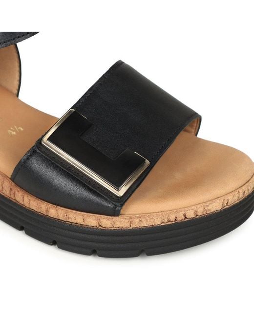Gabor Black Shout Wedge Heel Sandals Lea (Uni)