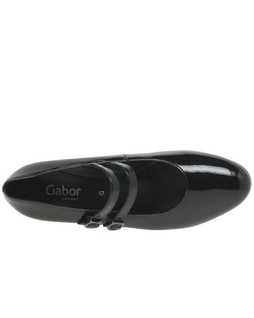 Gabor Black Belva Mary Jane Court Shoes Nappa Patent