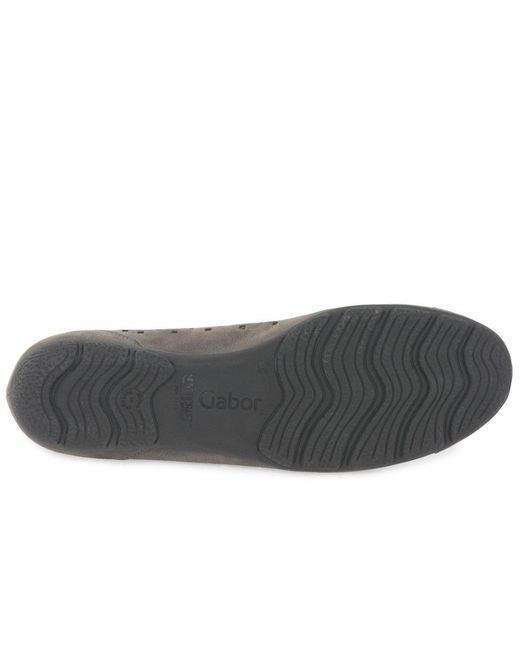 Gabor Gray Ruffle Punched Detail Casual Shoes Colour: Wallaby (Fumo)