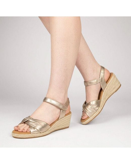 Gabor Metallic Moon Wedge Heel Sandals