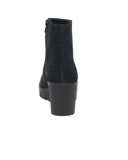 Gabor Blue Utopia Wedge Heel Ankle Boots