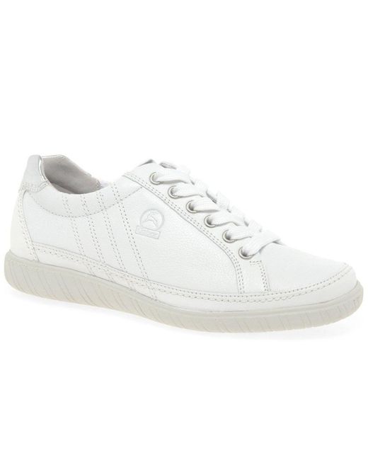 Gabor White Amulet Wide Fit Leather Trainers