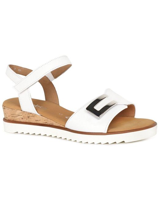 Gabor Metallic Raffles Low Wedge Sandals