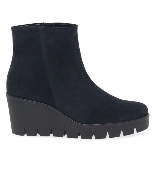 Gabor Blue Utopia Wedge Heel Ankle Boots